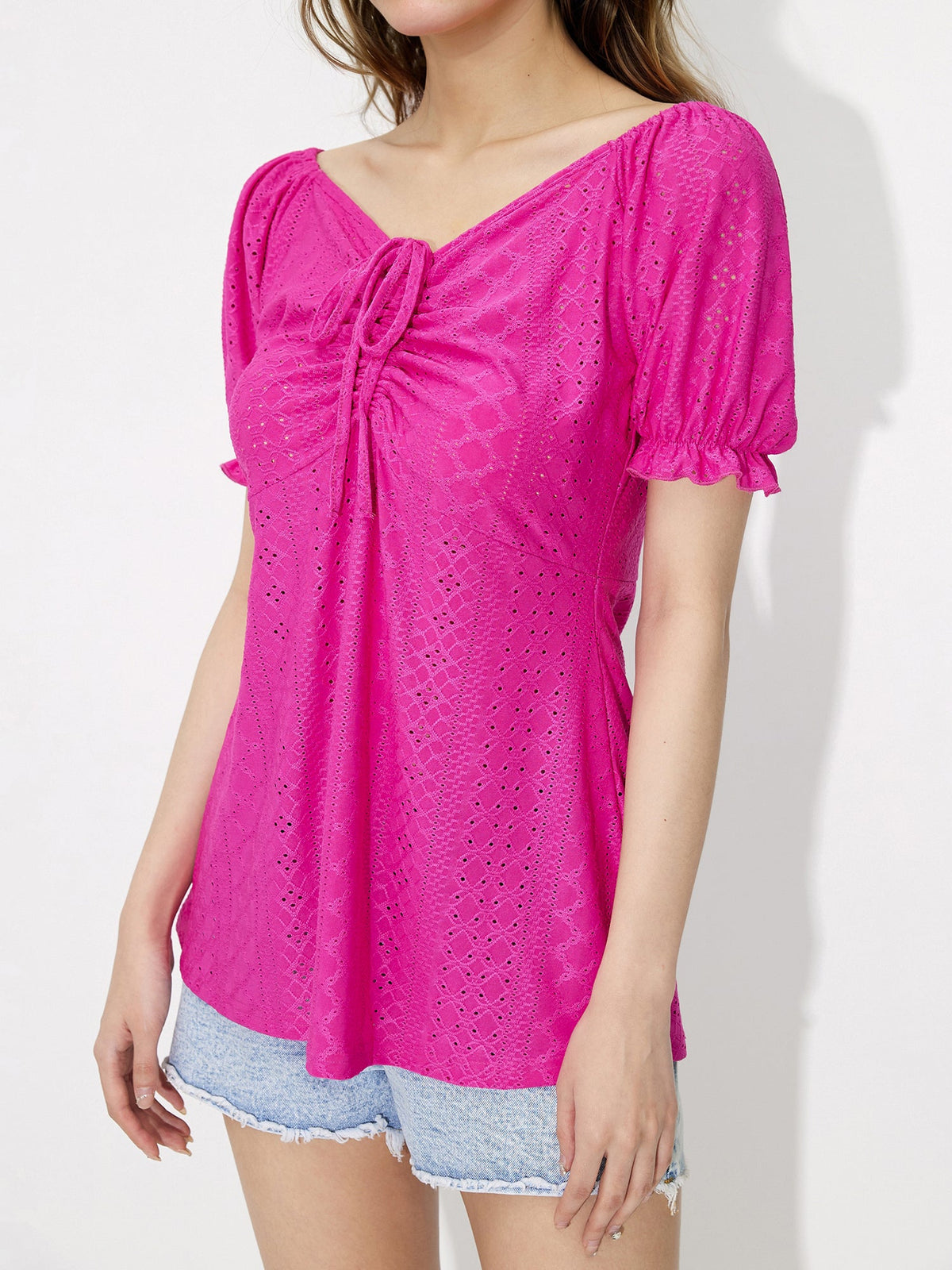 Schiffli Embroidered A-Line Top 121376