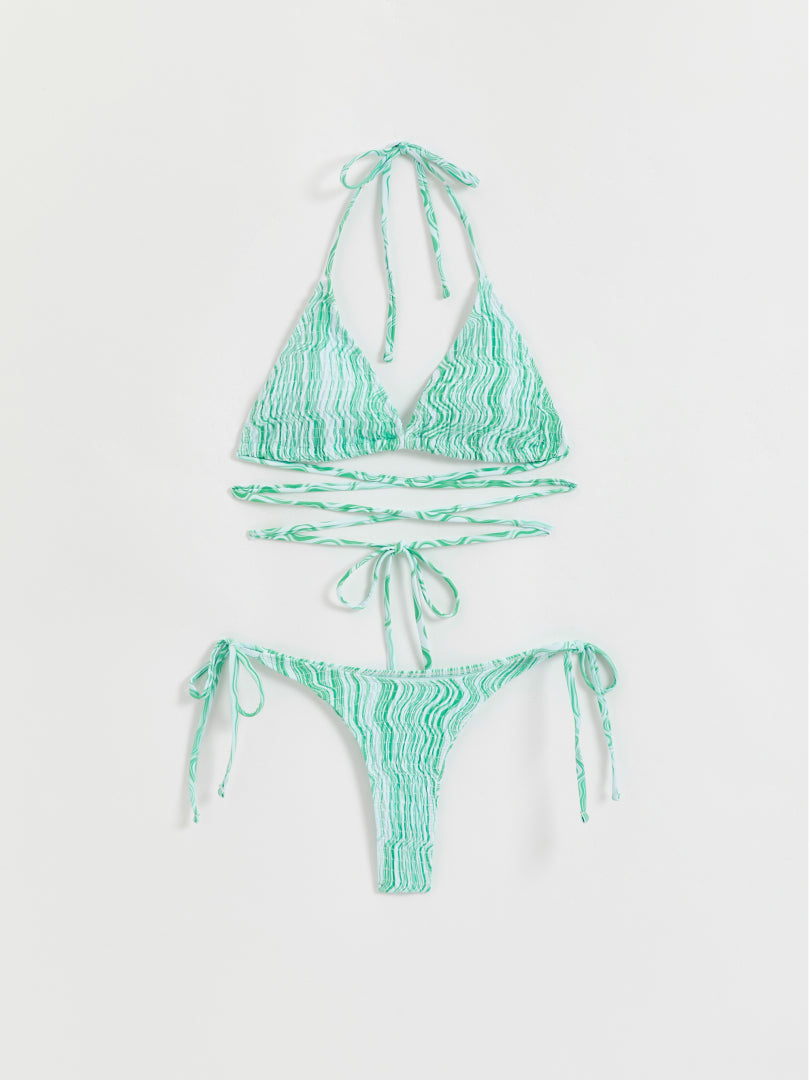 Striped Bikini Set With Tied Straps 110840