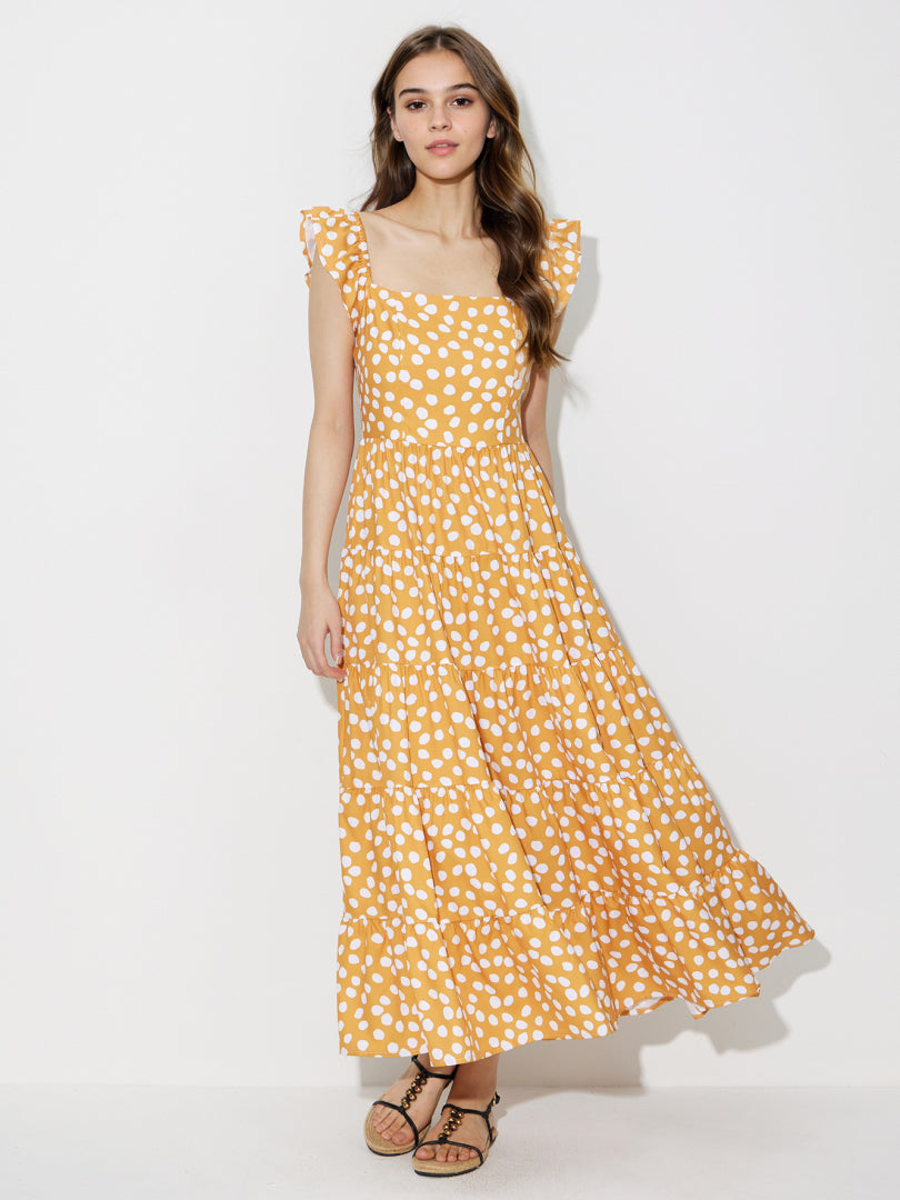 Polka Dot Printed Tiered Dress 120265