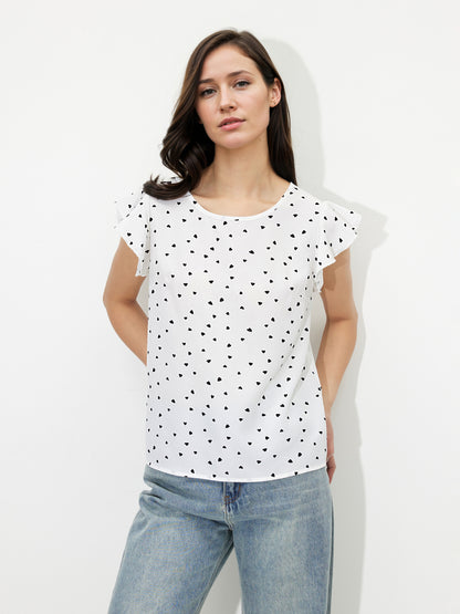 Printed Ruffled Top 121319