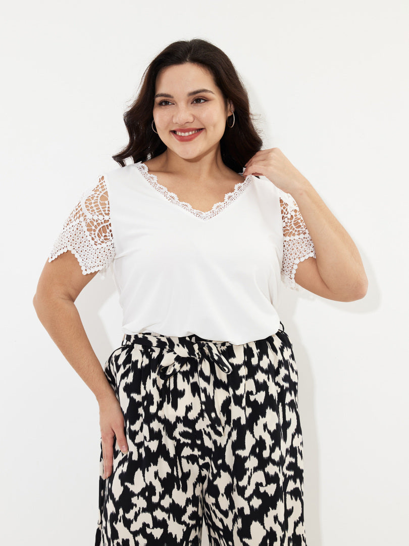 Plus Size Patchwork Plus Size Tops 1247002