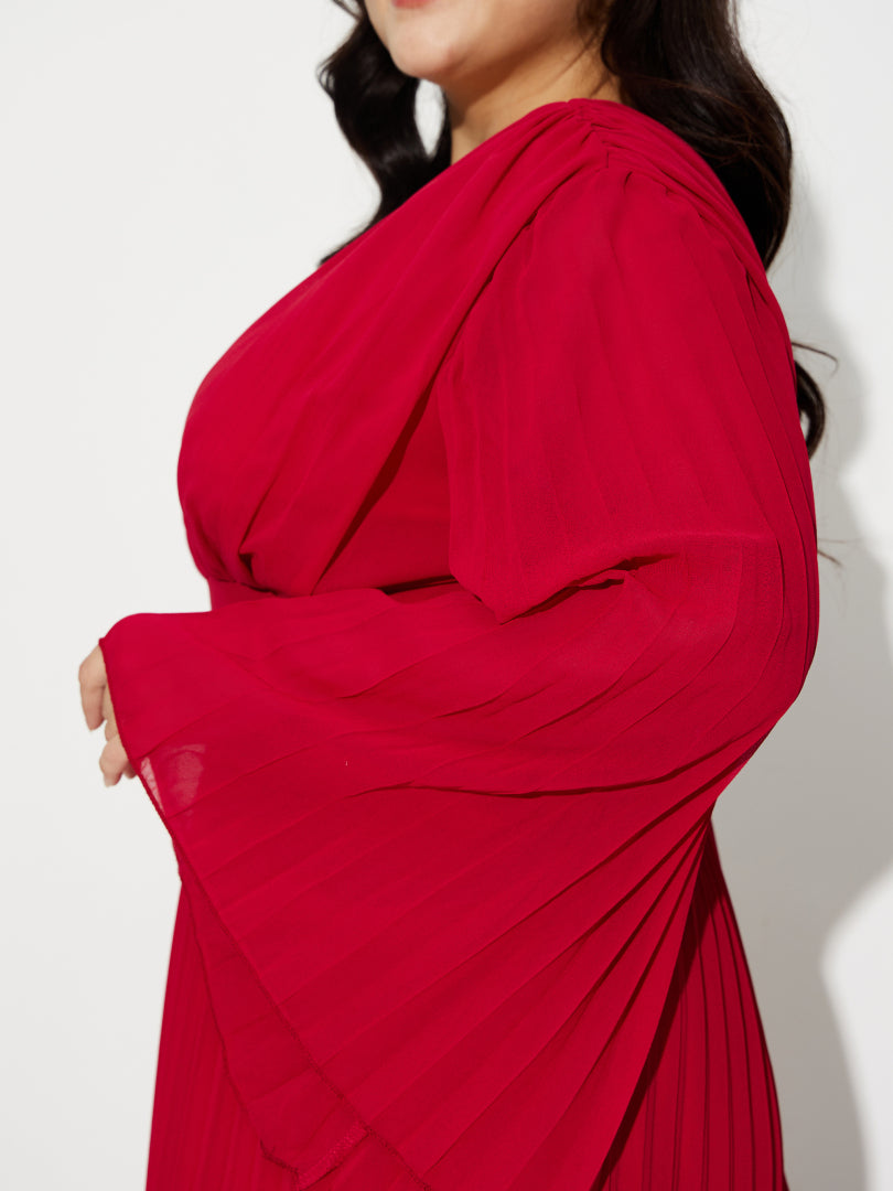 Plus Size Pleated Maxi Dress 121264