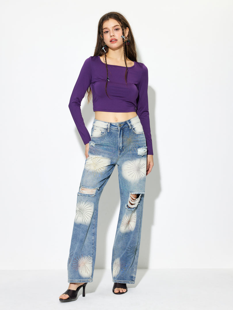Beaded Straight Leg Jeans 1269122