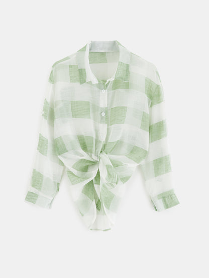 Sheer Checked Loose Fit Shirt 1231781