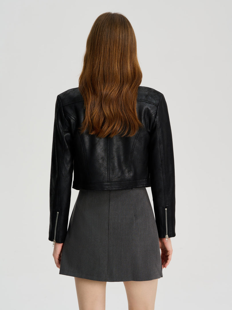 Pocket Faux Leather Jacket 113214