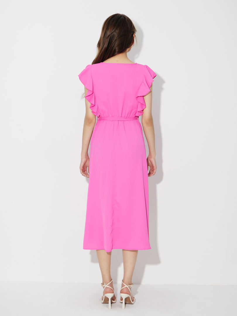 Belted Slit Wrap Dress 120867