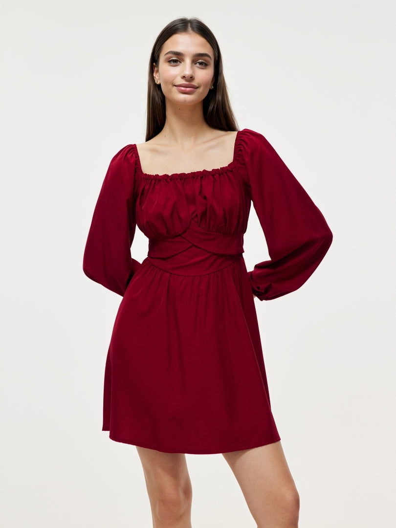 Short A-line Dress With Back Knot 107733