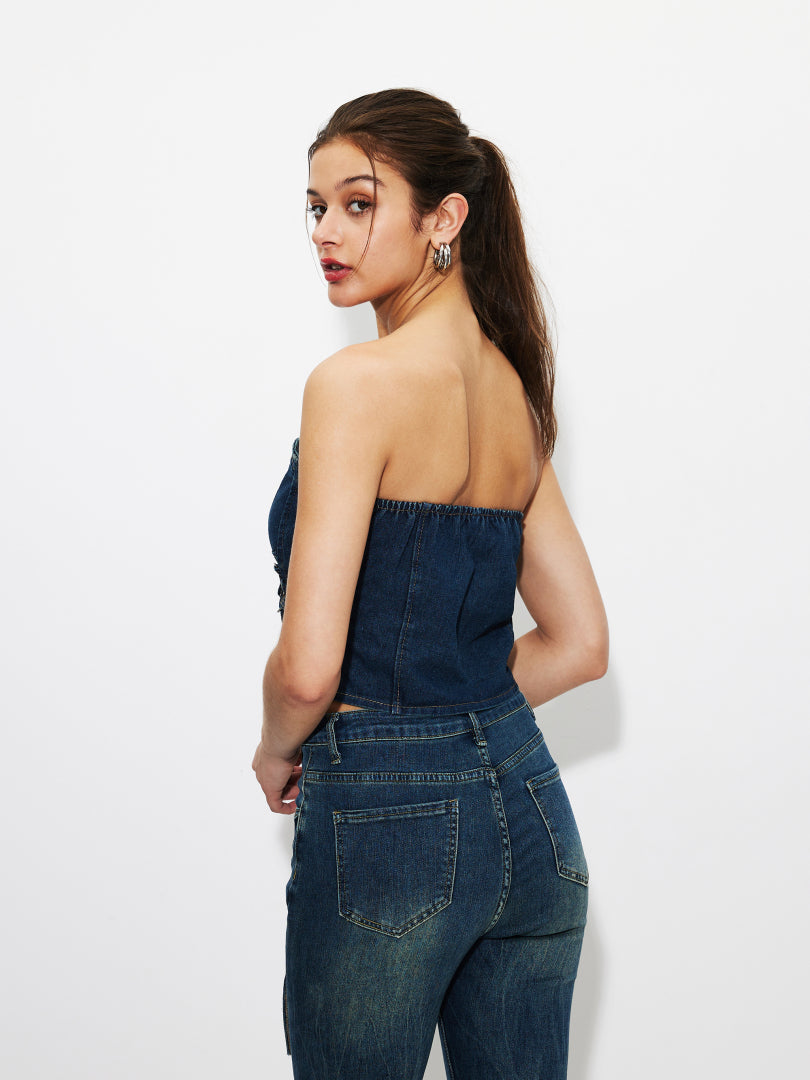 Bow Denim Top 1260292