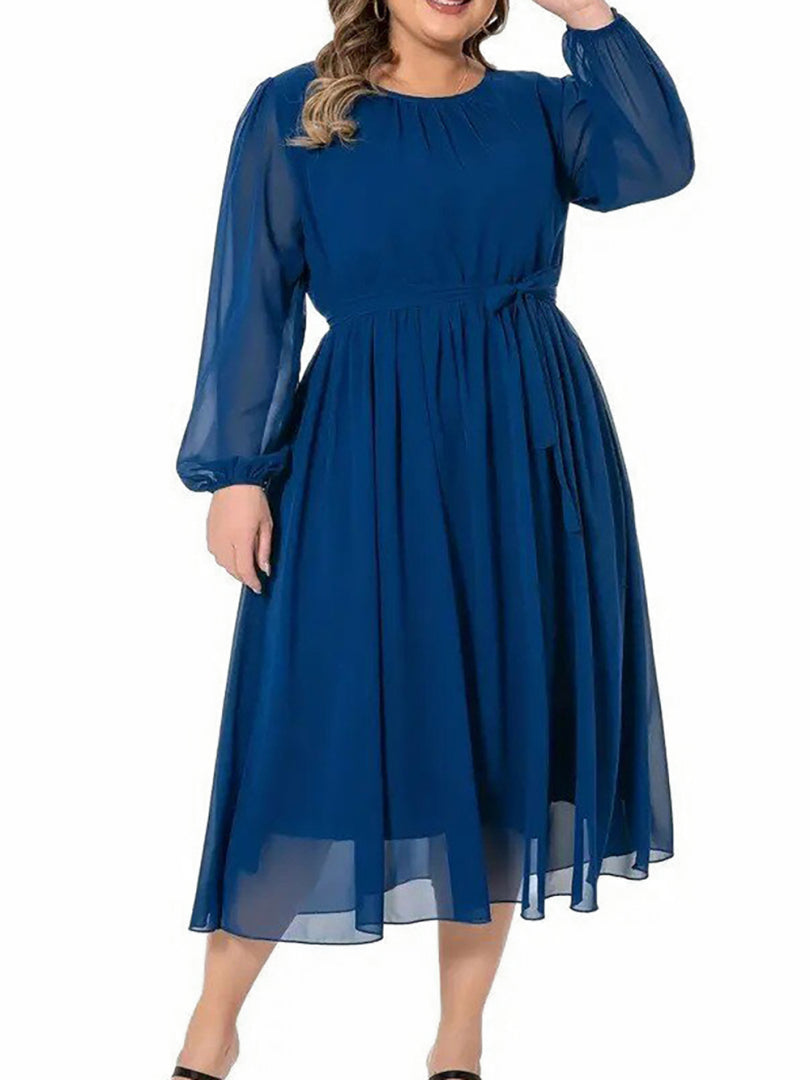Plus Size Belted A-Line Dress 1251662