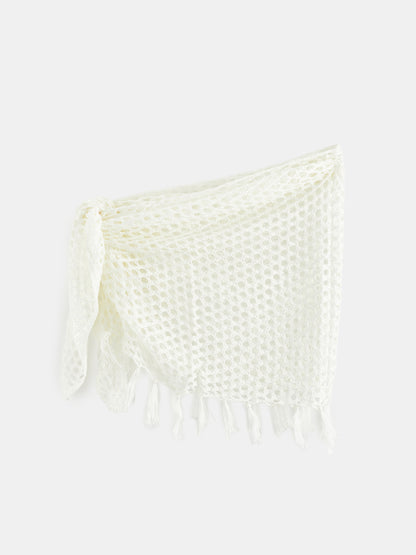 Crochet Knit Fringed Sarong  121349
