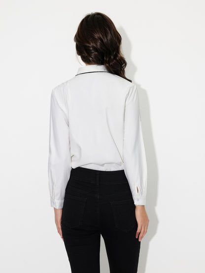 Contrast Stitch Placket Blouse 119309