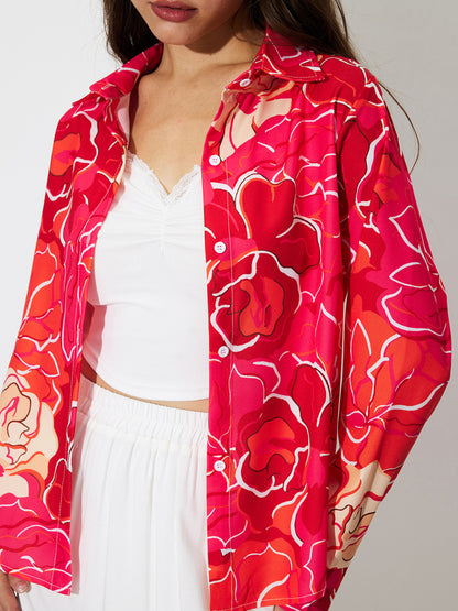 Printed Placket Blouse 1249312