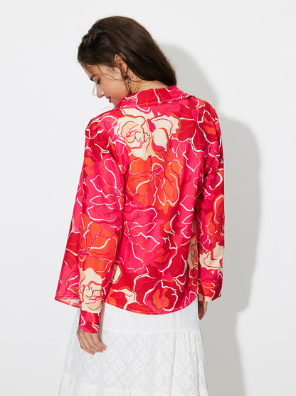 Printed Placket Blouse 1249312