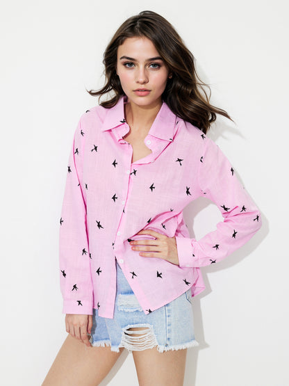 Printed Placket Blouse 1236212