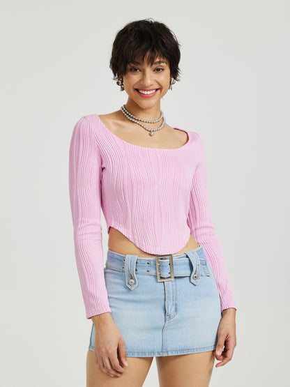 Textured Fitted Crop Top 116632