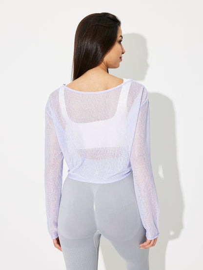 Textured Sheer Sports Crop T-Shirt 118842