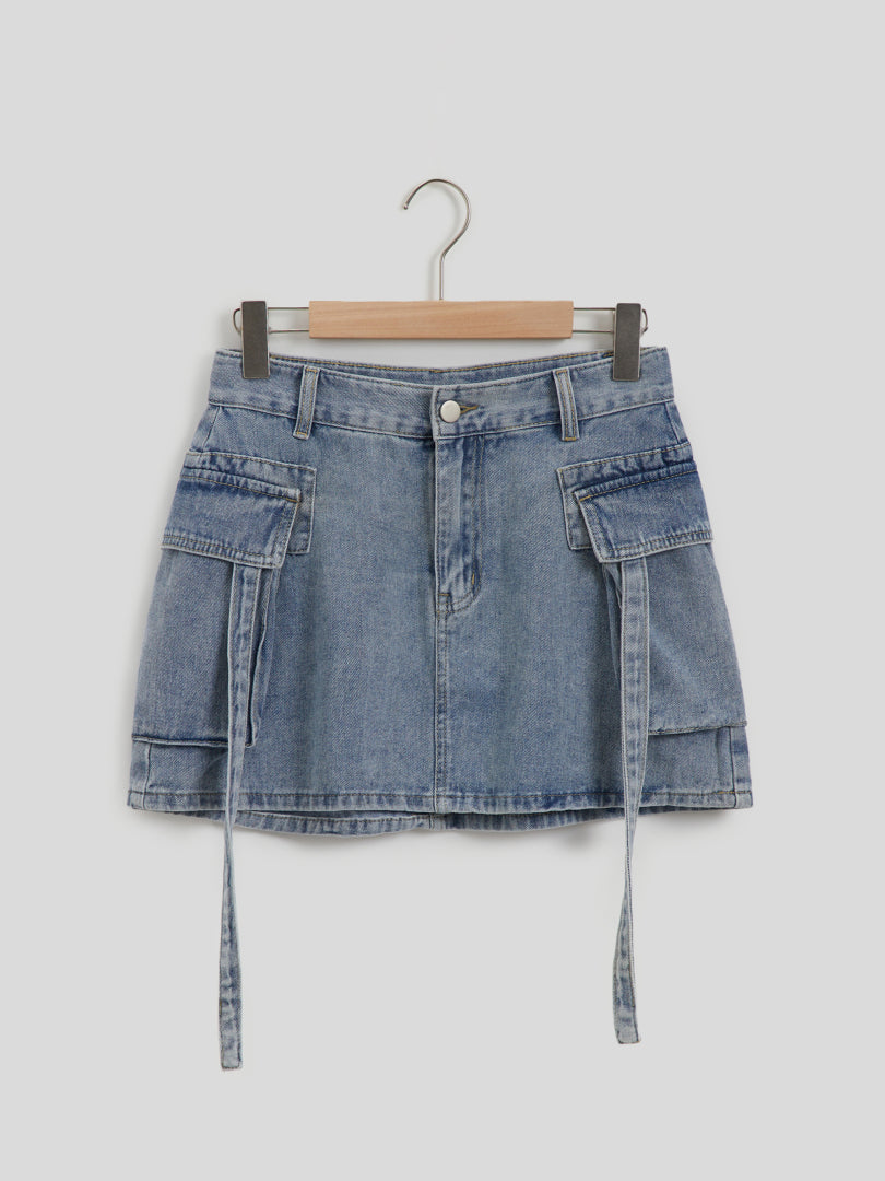 Denim Cargo Skirt 116308
