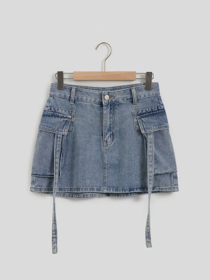 Denim Cargo Skirt 116308