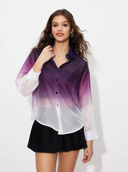 Printed Placket Blouse 1256742