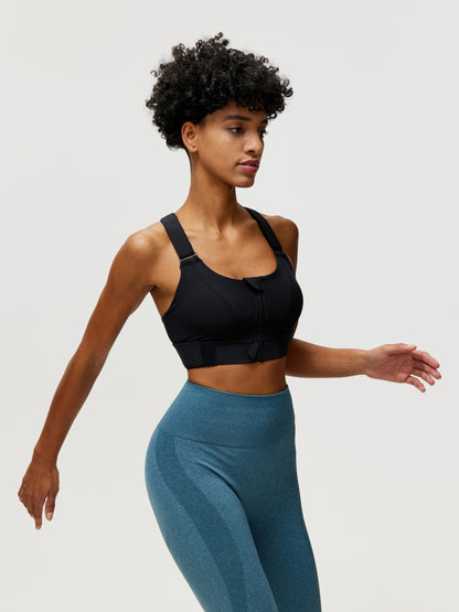 Zippered Criss Cross Back Sports Bra 106507
