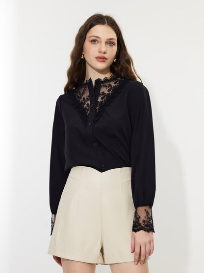 Sheer Placket Blouse 1236222