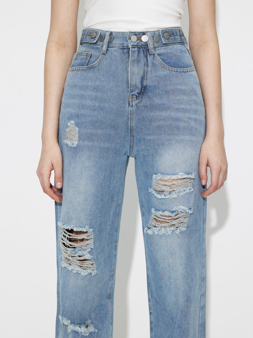 Ripped Straight Leg Jeans 120195