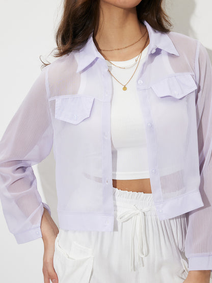 Sheer Placket Blouse 1261872