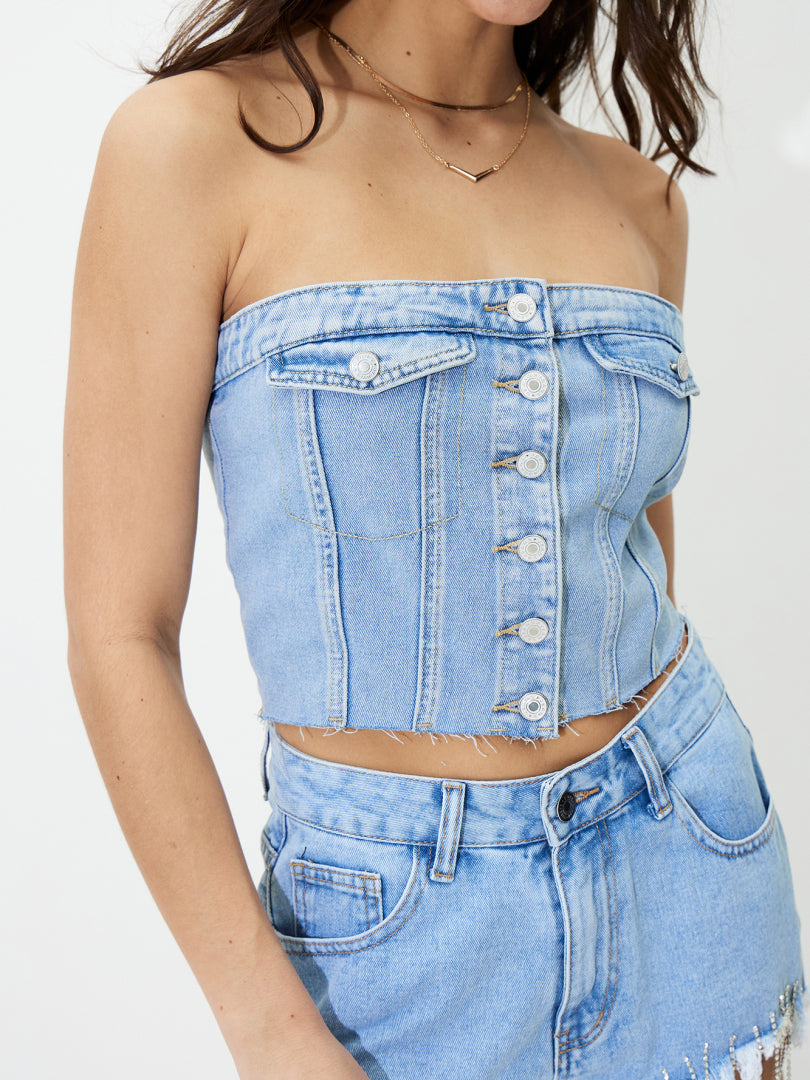 Raw Hem Denim Top 1245222
