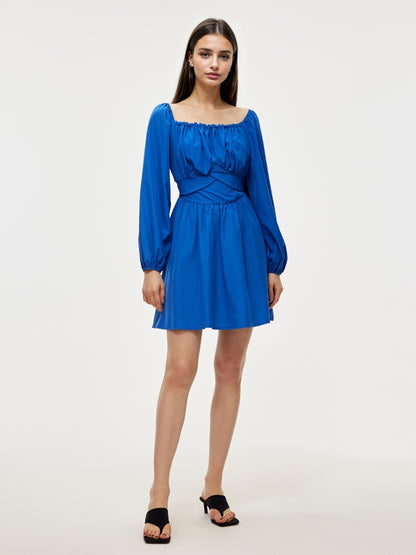 Short A-line Dress With Back Knot 107733