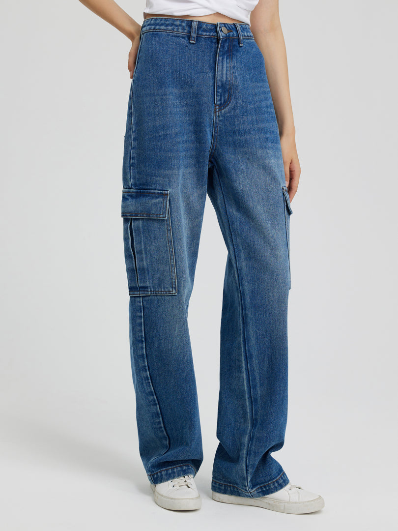 Mid-waist Cargo Jeans 110546