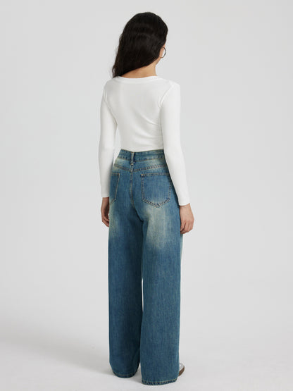Wide Leg Cargo Jeans 116392