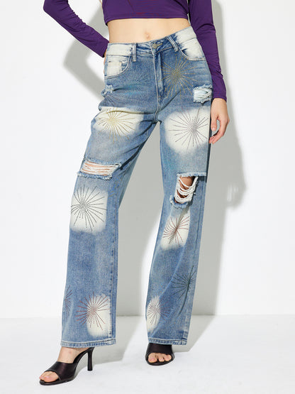 Beaded Straight Leg Jeans 1269122