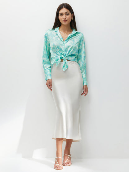 Satin A-Line Skirt 120125