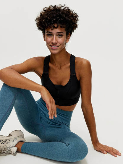Zippered Criss Cross Back Sports Bra 106507