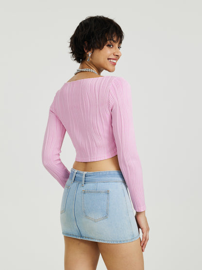 Textured Fitted Crop Top 116632