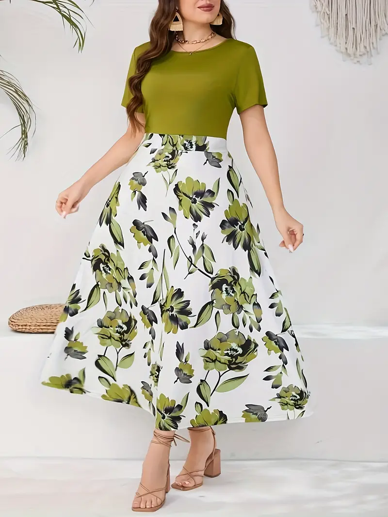 Plus Size Printed A-Line Dress 1233472