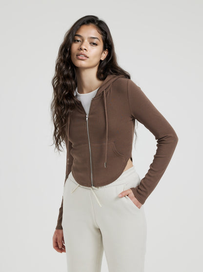 Ribbed Hooded Sweatshirt 117420