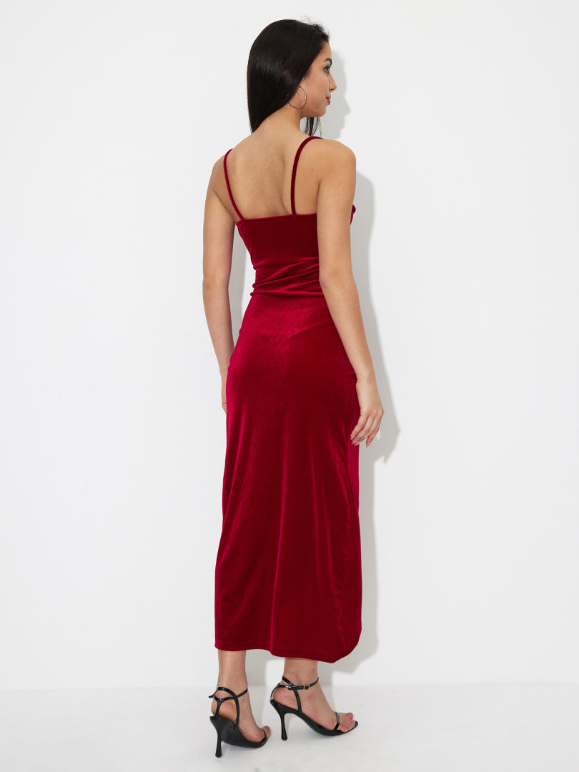 Velvet Gathered Bodycon Dress 121366