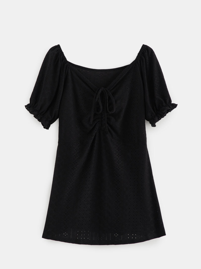Schiffli Embroidered A-Line Top 121376