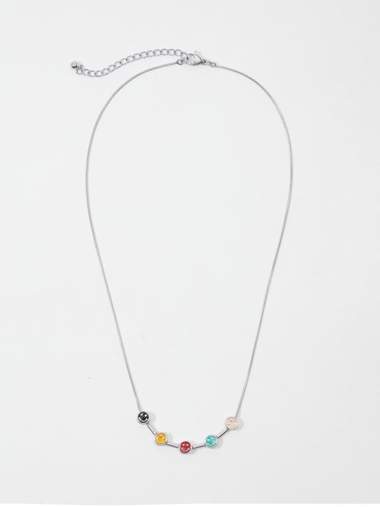 Y2K Colorful Smile Faces Necklace 1255162