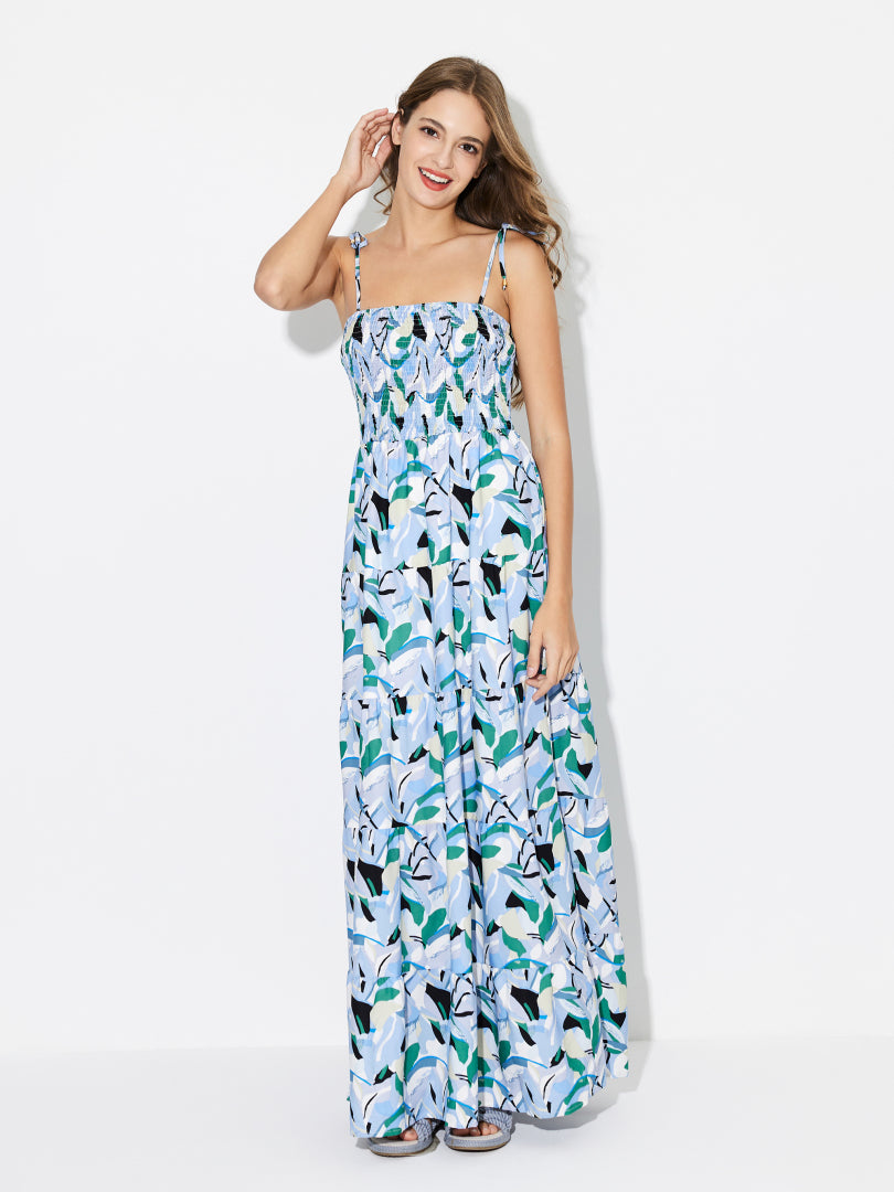 Printed Tiered A-Line Maxi Dress 120662