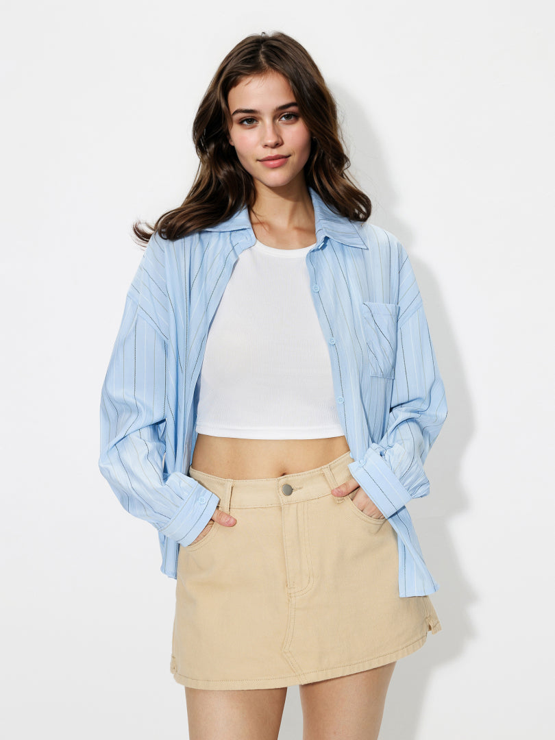 Embroidered Placket Blouse 1252362