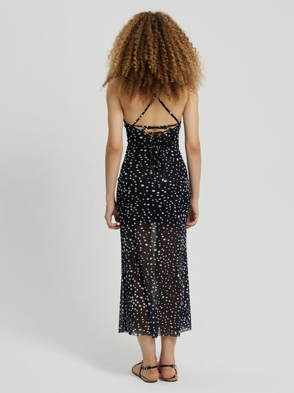 Long Gathered Sheer Cami Dress 110834
