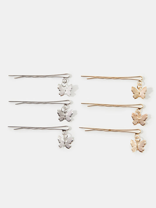 Metal Butterfly Slide Barrette Set 1249592