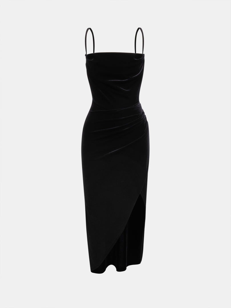 Velvet Gathered Bodycon Dress 121366