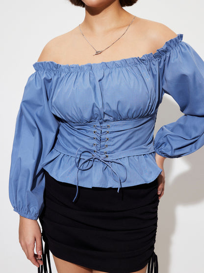 Plus Size Lace Up Plus Size Tops 1277082