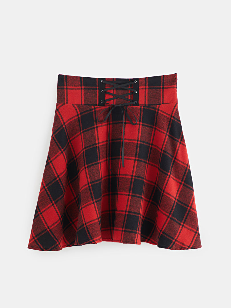 Lace Up A-Line Skirt 119514