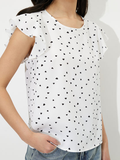 Printed Ruffled Top 121319