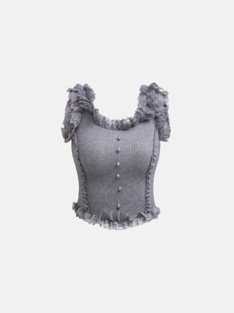 Lace-trimmed Knit Top 1258182