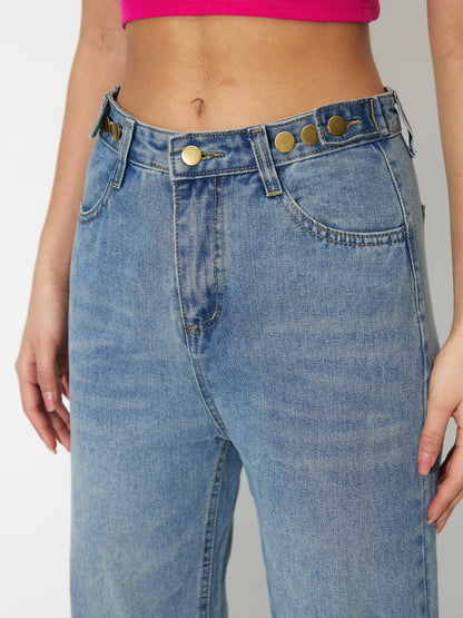 Buttoned Straight Leg Jeans 118464